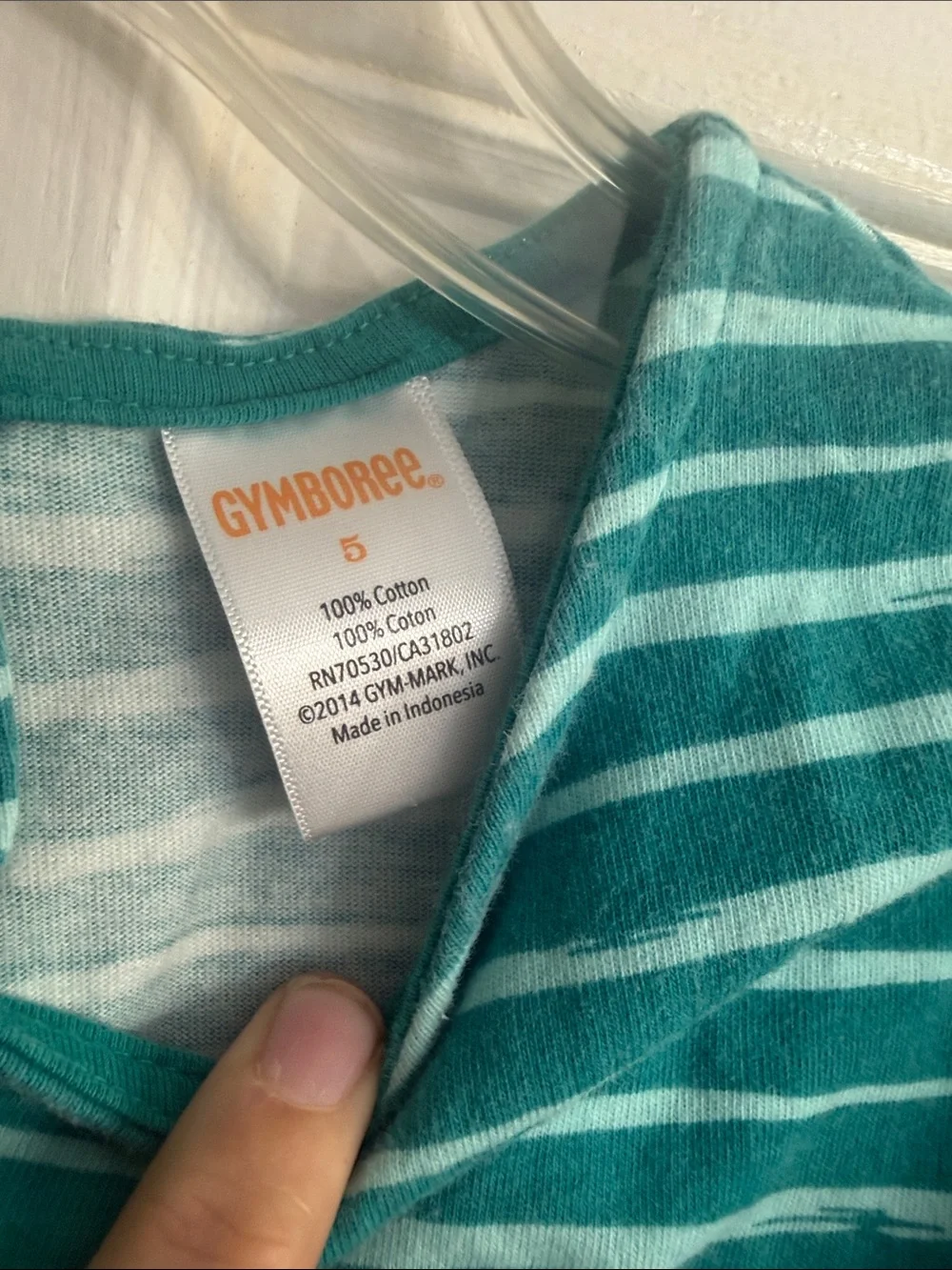 Girls Gymboree Striped Teal & White Sleeveless tunic with Yellow Tie size 5